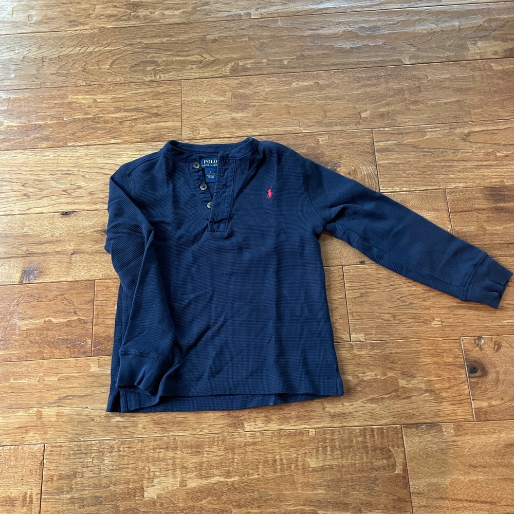 Boys Navy blue Ralph Lauren long sleeve shirt